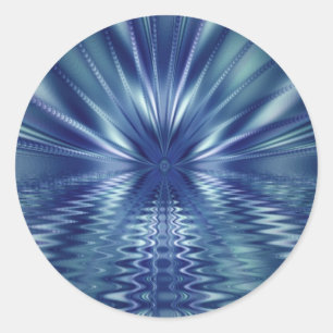 Mooie blauwe, fractale kunst ronde sticker