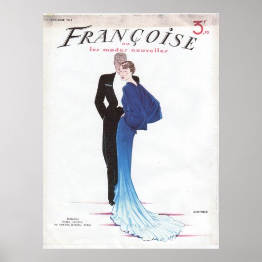 Mooie Blauwe Franse Evening Gown Poster (Voorkant)