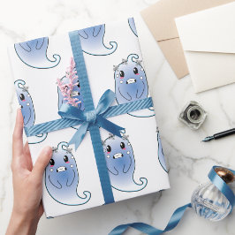 Mooie Blauwe Geest Halloween Cadeauverpakkings Pap Cadeaupapier