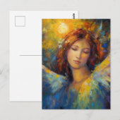 Mooie blauwe gele engel gloeit briefkaart (Voorkant / Achterkant)