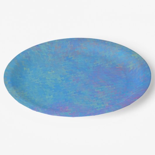 Mooie blauwe, gemarmerde papieren blik papieren bordje (Gekanteld)