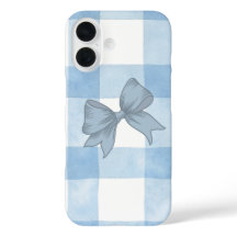 Mooie blauwe geruite strik iPhone hoesje.