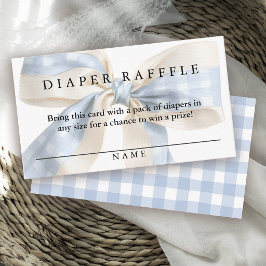 Mooie Blauwe Gingham Strik Luier Tombola Jongen Ba Informatiekaartje