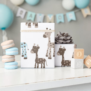Mooie Blauwe Giraffe Baby Patroon Cadeaupapier