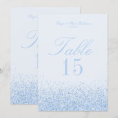 Mooie Blauwe Glitter Bruiloft Tafel Nummer Kaarten (Voorkant / Achterkant)