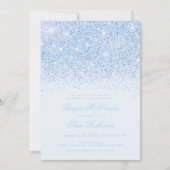 Mooie blauwe glitter bruiloft uitnodigingen (Voorkant)
