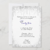 Mooie Blauwe Glitter Quinceanera Kroon Kaart (Achterkant)