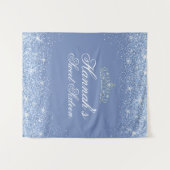 Mooie Blauwe Glitter Sweet 16 Achtergrond Wandkleed (Voorkant (horizontaal))