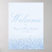 Mooie blauwe glitter welkom poster (Voorkant)