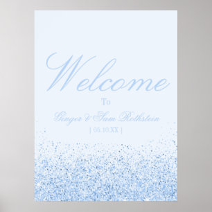 Mooie blauwe glitter welkom poster
