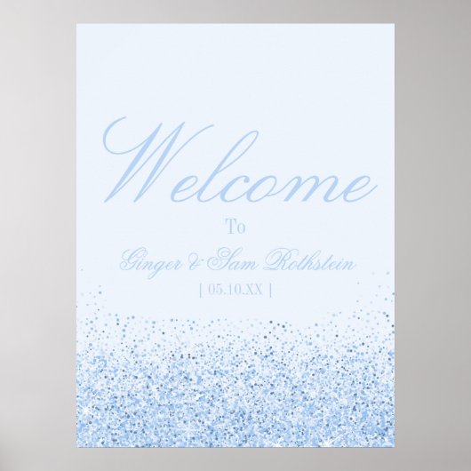 Mooie blauwe glitter welkom poster (Voorkant)