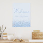 Mooie blauwe glitter welkom poster (Keuken)