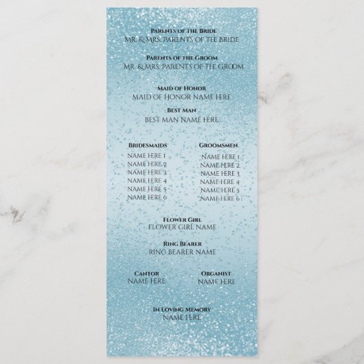 Mooie Blauwe Glitters -  Programma Programmakaart (Achterkant)