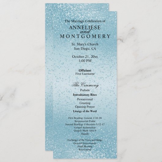 Mooie Blauwe Glitters -  Programma Programmakaart (Voorkant / Achterkant)