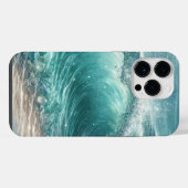 Mooie Blauwe Golf met Glitters iPhone Hoesje (Achterkant horizontaal)