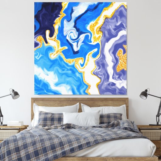 Mooie Blauwe, gouden en witte zwembroeken als wate Canvas Afdruk (Insitu (Slaapkamer))