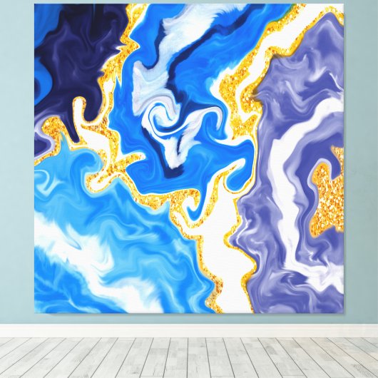 Mooie Blauwe, gouden en witte zwembroeken als wate Canvas Afdruk (Insitu (Houten vloer))