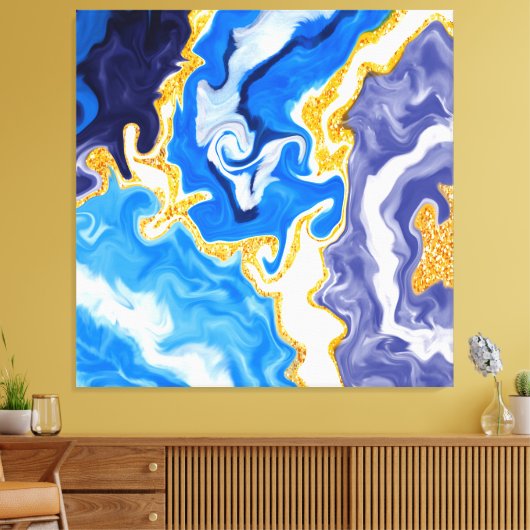 Mooie Blauwe, gouden en witte zwembroeken als wate Canvas Afdruk (Insitu (Woonkamer))