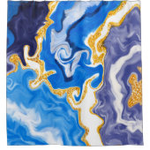 Mooie Blauwe, gouden en witte zwembroeken als wate Douchegordijn (Voorkant)