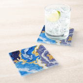 Mooie Blauwe, gouden en witte zwembroeken als wate Glazen Onderzetter (Schuin)