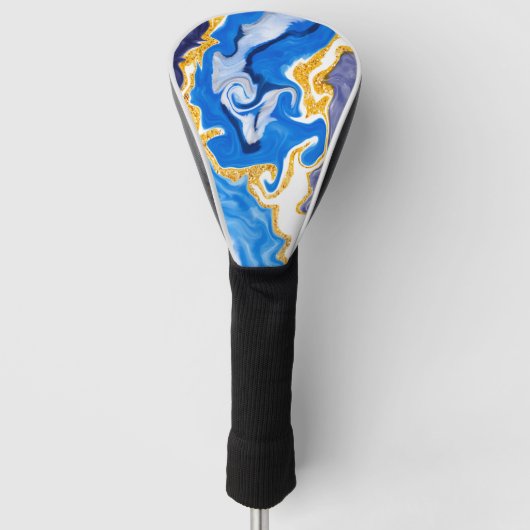 Mooie Blauwe, gouden en witte zwembroeken als wate Golfheadcover (Voorkant)