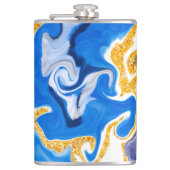 Mooie Blauwe, gouden en witte zwembroeken als wate Heupfles (Voorkant)