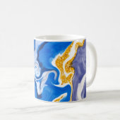 Mooie Blauwe, gouden en witte zwembroeken als wate Koffiemok (Voorkant rechts)