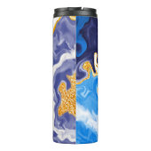 Mooie Blauwe, gouden en witte zwembroeken als wate Thermosbeker (Achterkant)