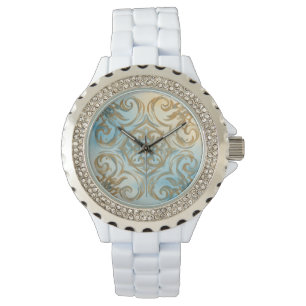 Mooie Blauwe Gouden Mozaïek eWatch Horloge