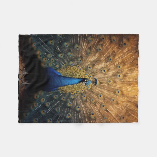 Mooie blauwe gouden pauw fleece deken (Voorkant (Horizontaal))