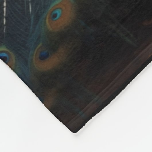 Mooie blauwe gouden pauw fleece deken (Hoek)