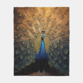 Mooie blauwe gouden pauw fleece deken (Voorkant)