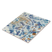 Mooie blauwe, grijze koperen patroonlaag tegeltje (Zijkant)