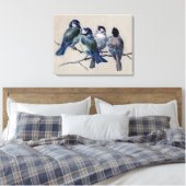 Mooie blauwe grijze vogels op een Waterverf van ee Canvas Afdruk (Insitu (Slaapkamer))