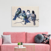 Mooie blauwe grijze vogels op een Waterverf van ee Canvas Afdruk (Insitu (Woonkamer))