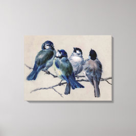 Mooie blauwe grijze vogels op een Waterverf van ee Canvas Afdruk