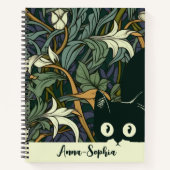Mooie Blauwe Groene Art Nouveau Grappige Kat Notitieboek (Voorkant)