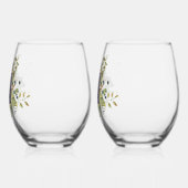 Mooie Blauwe & Groene Botanische Bruiloft Wijnglas Zonder Voet (Links)