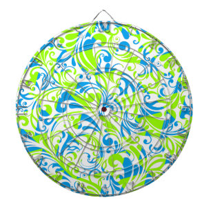 Mooie blauwe groene gemengde bloempatronen dartbord
