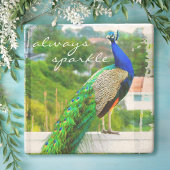 Mooie Blauwe Groene Pacock altijd Rijk Stenen Onderzetter