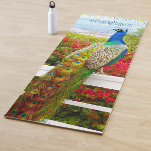 Mooie Blauwe Groene Peacock Stijlvolle aangepaste  Yogamat