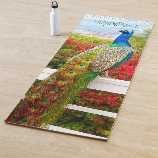 Mooie Blauwe Groene Peacock Stijlvolle aangepaste Yogamat (In situ)