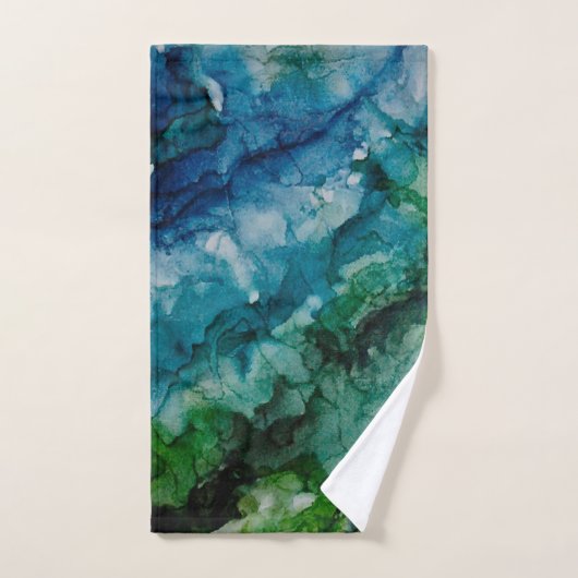 Mooie blauwe, groene washanddoekset bad handdoek (Handdoek)