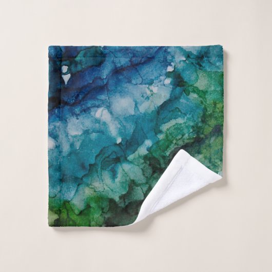 Mooie blauwe, groene washanddoekset bad handdoek (Wasdoekje)