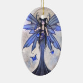 Mooie blauwe haarvlek en vlinderbloemige kunst keramisch ornament (Rechts)