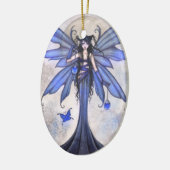 Mooie blauwe haarvlek en vlinderbloemige kunst keramisch ornament (Links)