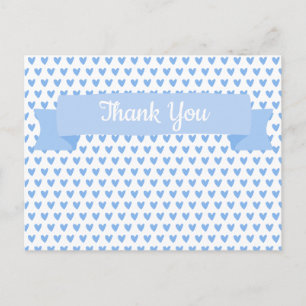 Mooie Blauwe Hartjes Patroon Baby Shower Bedankt Briefkaart
