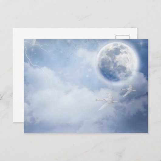 Mooie Blauwe Hemel met Flying Swans Samen Briefkaart (Voorkant / Achterkant)