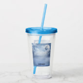 Mooie blauwe hemel met vliegende zwanen acryl drinkbeker (Achterkant)