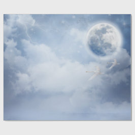Mooie blauwe hemel met vliegende zwanen cadeaupapier